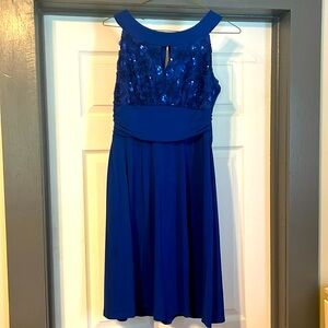 Sequined Enfocus Studio dress in royal blue